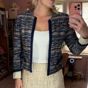 Vintage Tweed Open Blazer